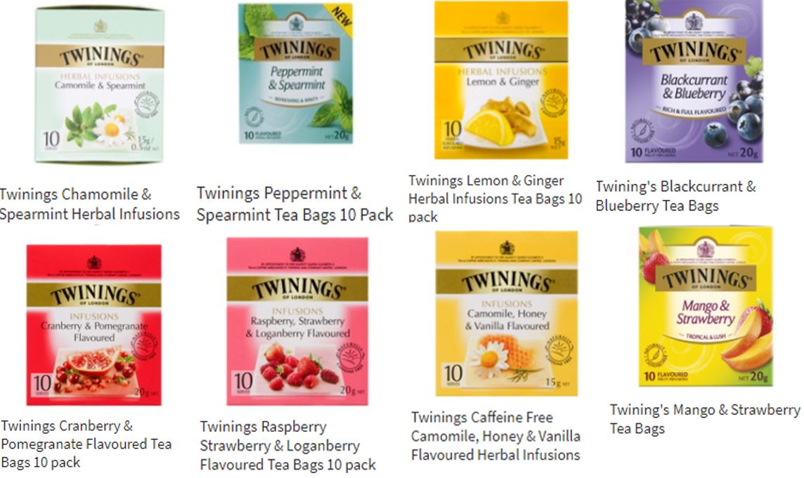 Twinings - Herbal Infusions Tea Bags 10 pack - various Blend  sku8200