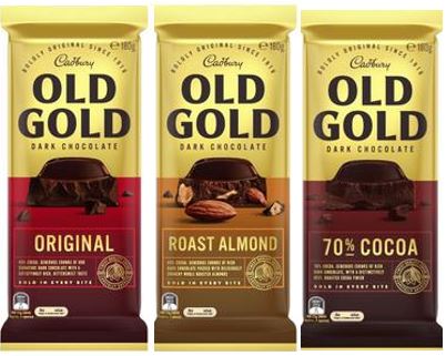 Cadbury- Old Gold (Dark Chocolate Block) - Original dark , Roasted Almonds & 70% Cocoa 180g (pack 3)   sku8010