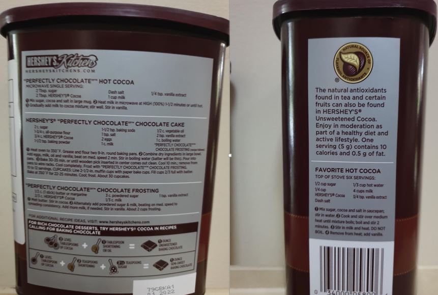 Hershey’s Cocoa Powder 652g Tub Natural Unsweetened COCOA US Make for Australia  sku 8013