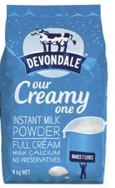 Devondale Instant Full Cream Milk Powder - Australian - 1kg     sku7501