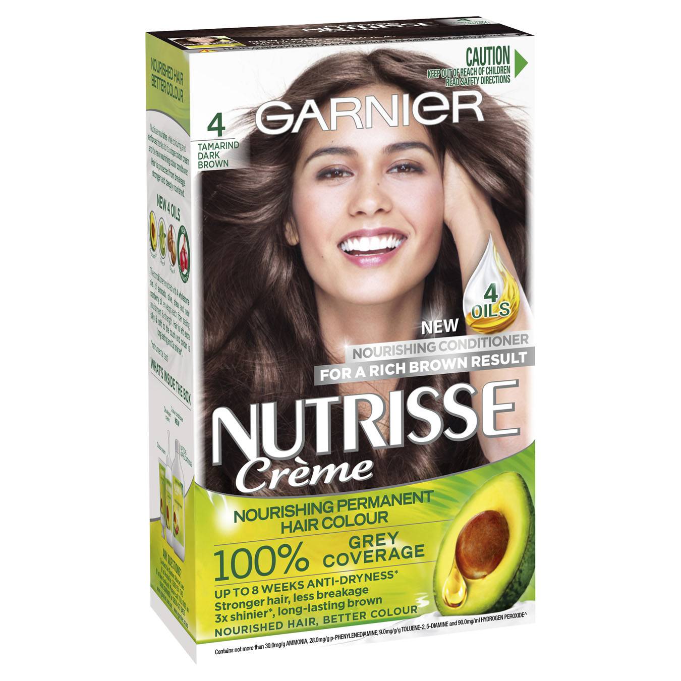 Garnier -Nutrisse  4 Tamarind  Permanent Nourishing Hair Colour - Dark brown   pc2100