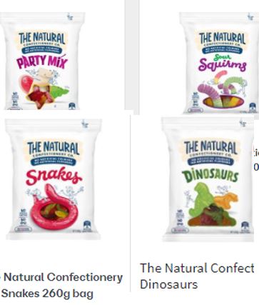 The Natural Confectionery Co. -  (pack of 2)  - Snakes,  Dinosour,  Squirms, Party mix  260g     sku8003