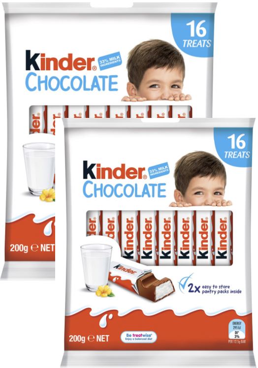 Kinder Chocolate -  16 Treat Share Pack 200g   (pack of 2)   sku 8202