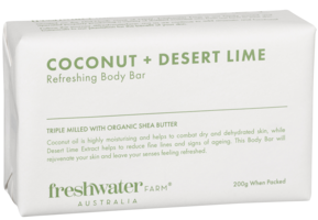 Freshwater farm Australia - Coconut + Desert Lime Refreshing Body Bar 200g    White pc3101