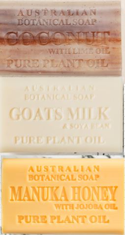 Australian Botanical - 200g  selection of  MANUKA HONEY / Coconut & Lime /Goat & Soy  - Sku 3114