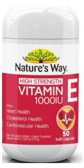 Nature's Way -  Vitamin E 1000iu  50 Capsules  -high strength   sku7626