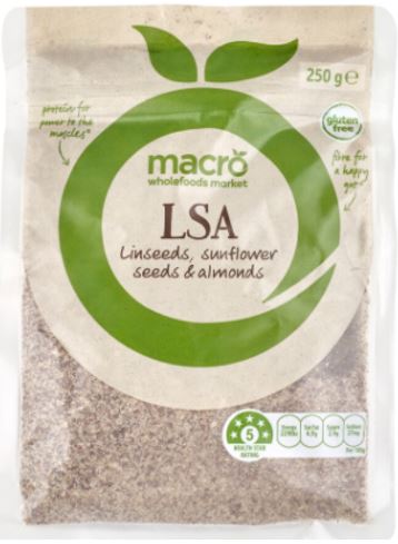 Macro Cereal LSA ( Linseeds, Sunflower seeds & Almonds )  250g  sku 8021